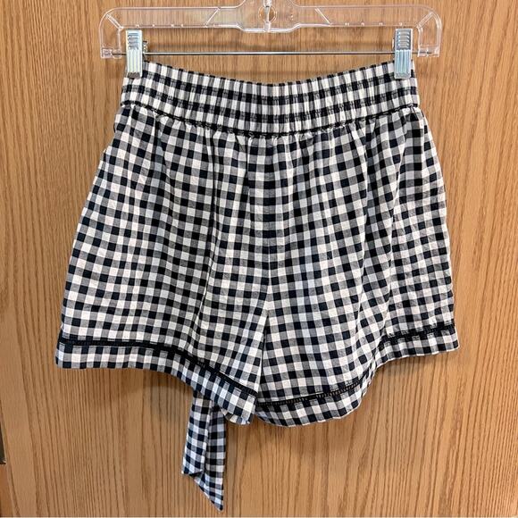 NWT LOFT Dark Blue & White Gingham Checkered Belted Shorts Women's Size Small - Picture 2 of 7